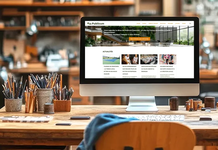 Aperçu d'un site web réalisé par La Petite Fabrique Digitale, affiché sur un écran d'ordinateur